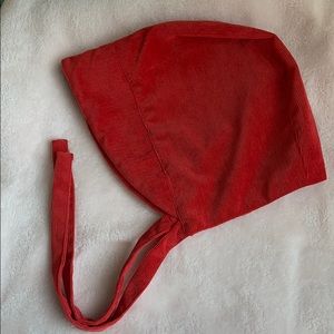 Red corduroy bonnet